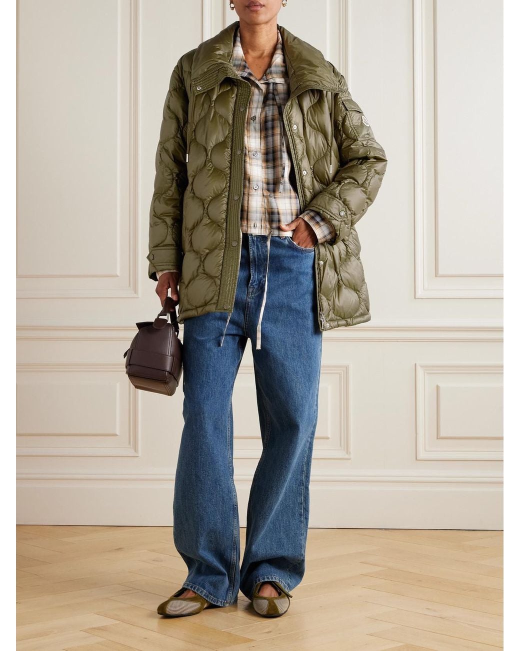 Moncler Green Lombi Quilted Micro-Ripstop Down Parka