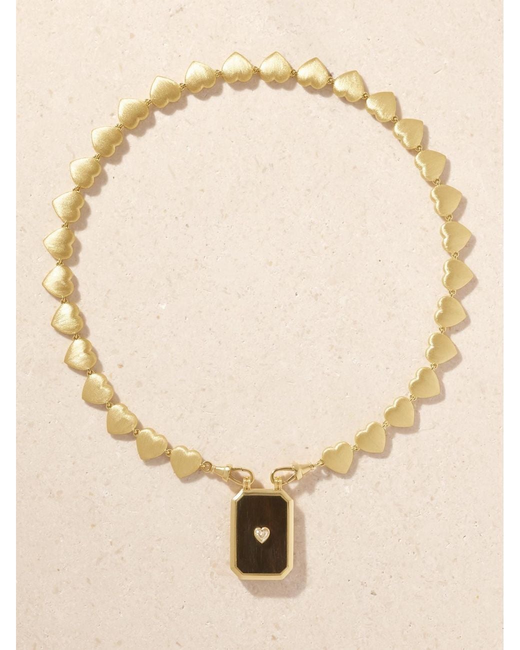 Marie Lichtenberg Natural Heart 18-Karat, Ebony And Diamond Necklace