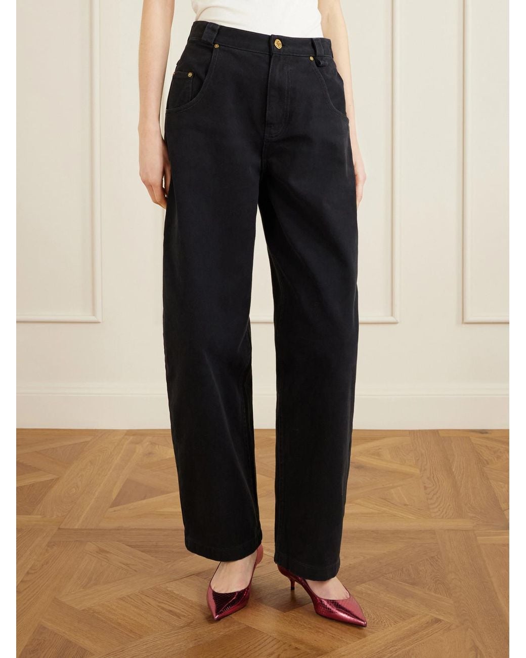 Willy Chavarria Blue Bad Girl High-Rise Barrel-Leg Jeans