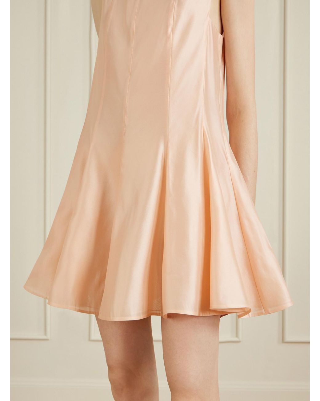 Khaite Natural Mags Paneled Satin-Twill Mini Dress
