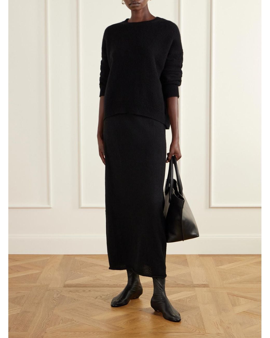 Lauren Manoogian Black Bottle Alpaca-Blend Midi Skirt