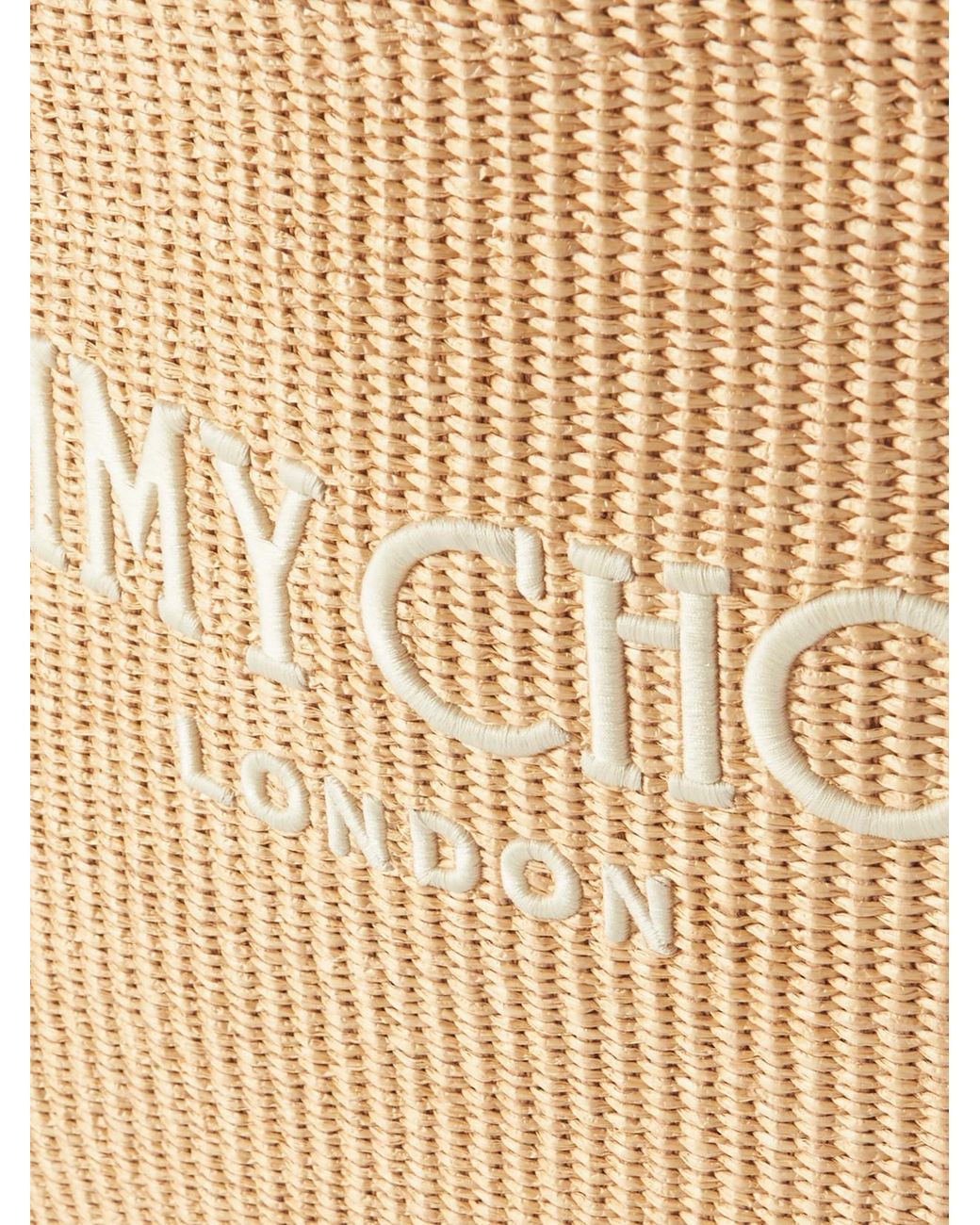 Jimmy Choo Natural Avenue Logo-Embroidered Woven Raffia Tote