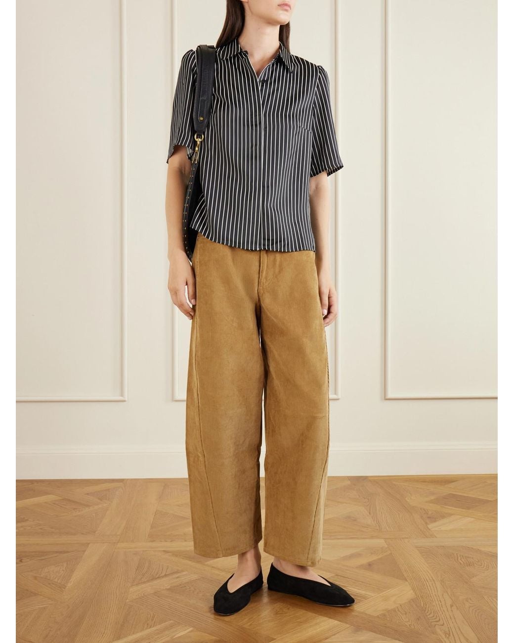 Maria McManus Gray Striped Habotai Blouse