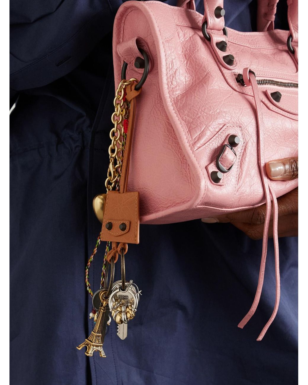 Balenciaga White Le City Charm Eiffel Textured-Leather, And-Tone Bag Charm