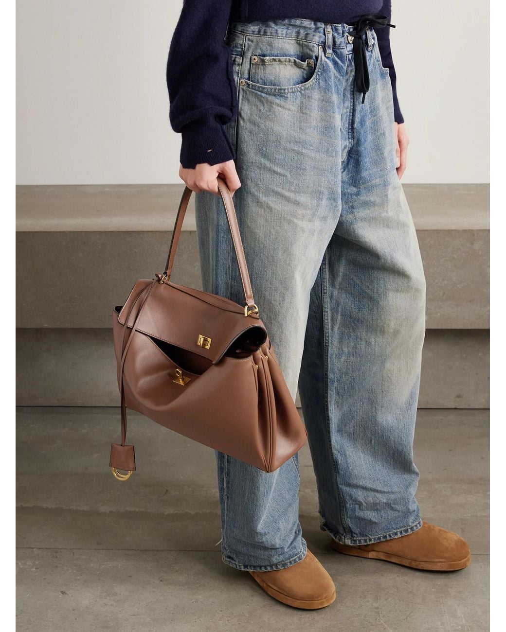 Balenciaga Brown Rodeo Medium Leather Shoulder Bag