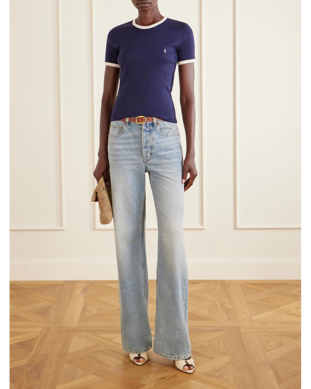 Saint Laurent Blue Cotton-Jersey T-Shirt