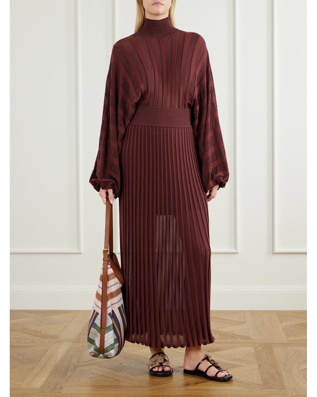 Zimmermann Red Clash Striped Stretch-Jersey Turtleneck Sweater