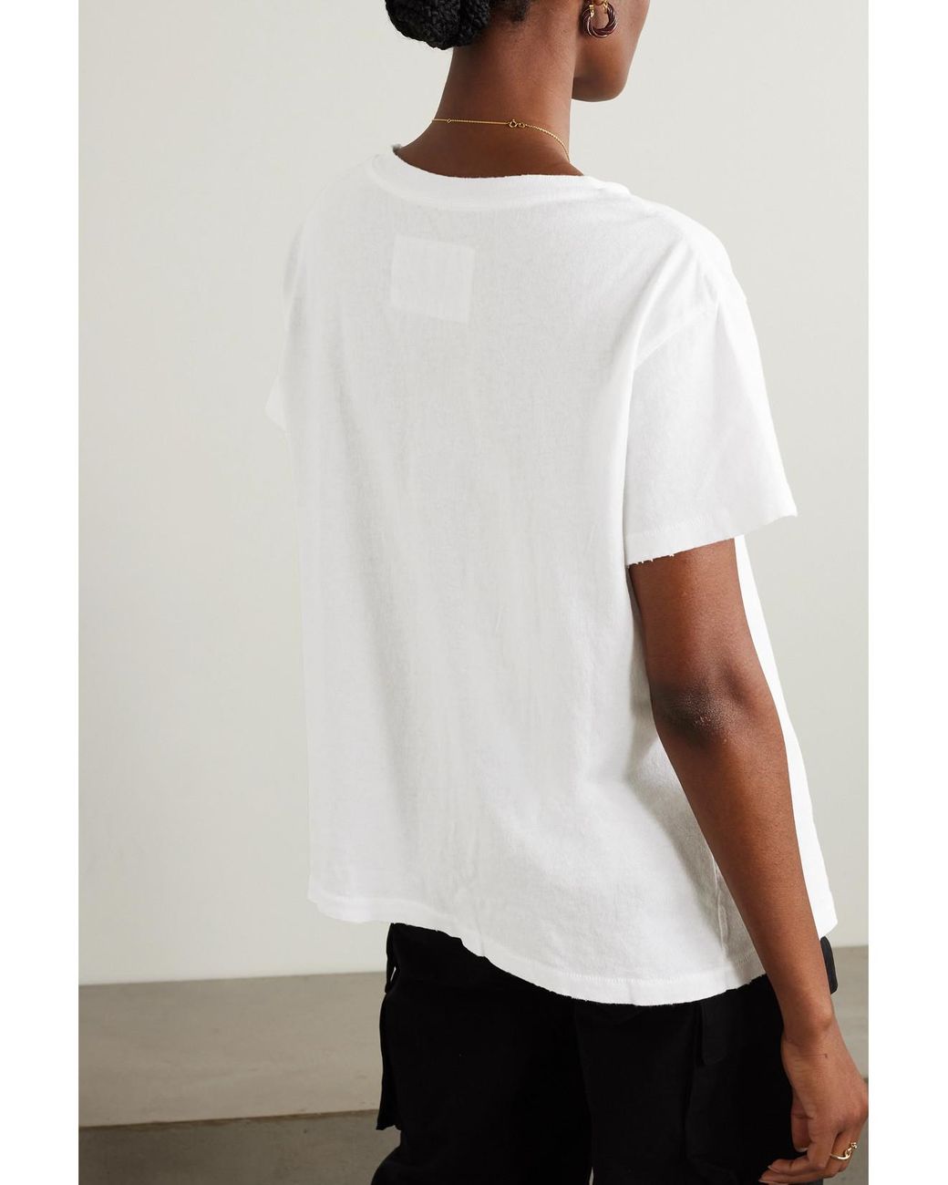 Nili Lotan White Brady Distressed Cotton-Jersey T-Shirt