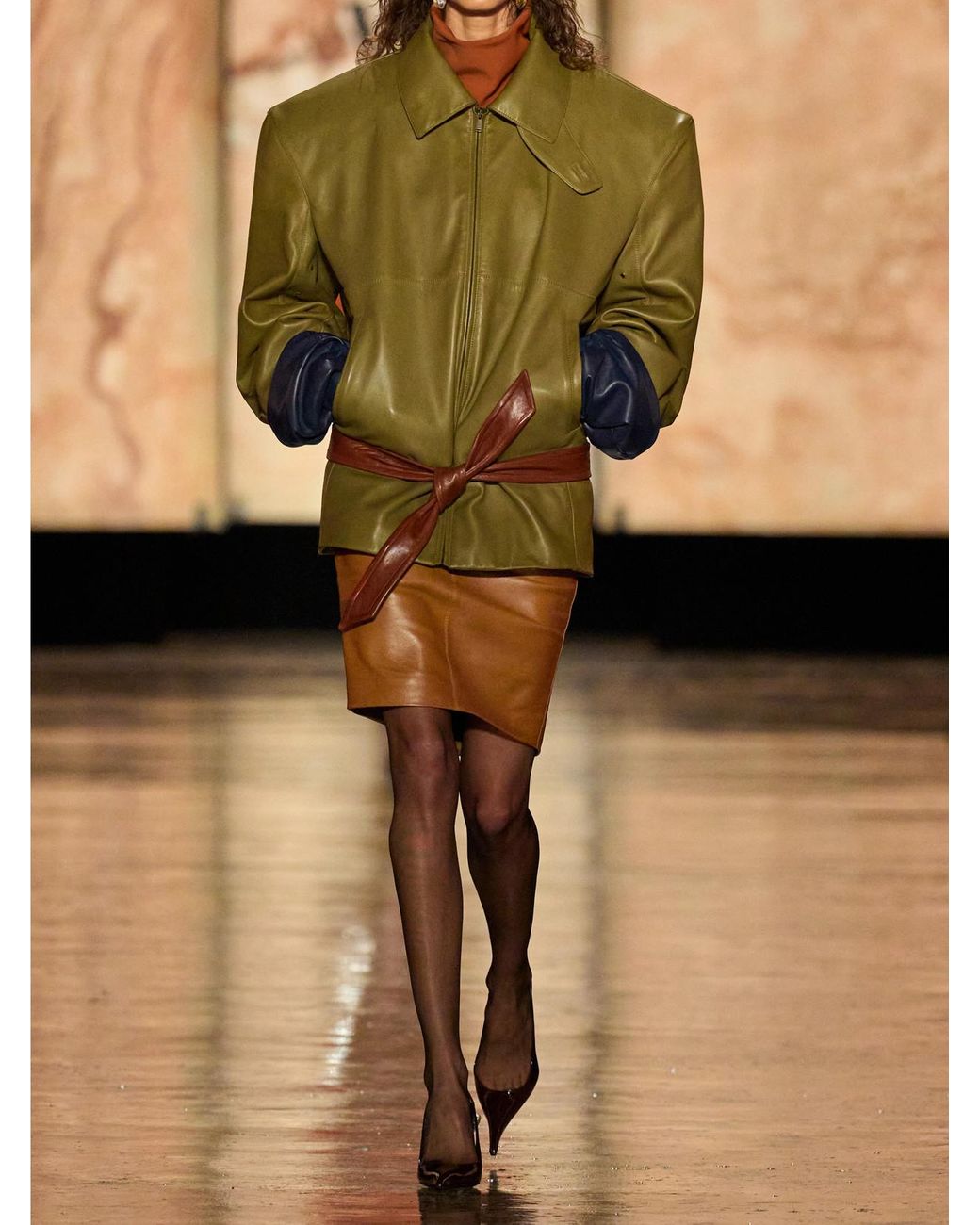 Saint Laurent Brown Leather Skirt