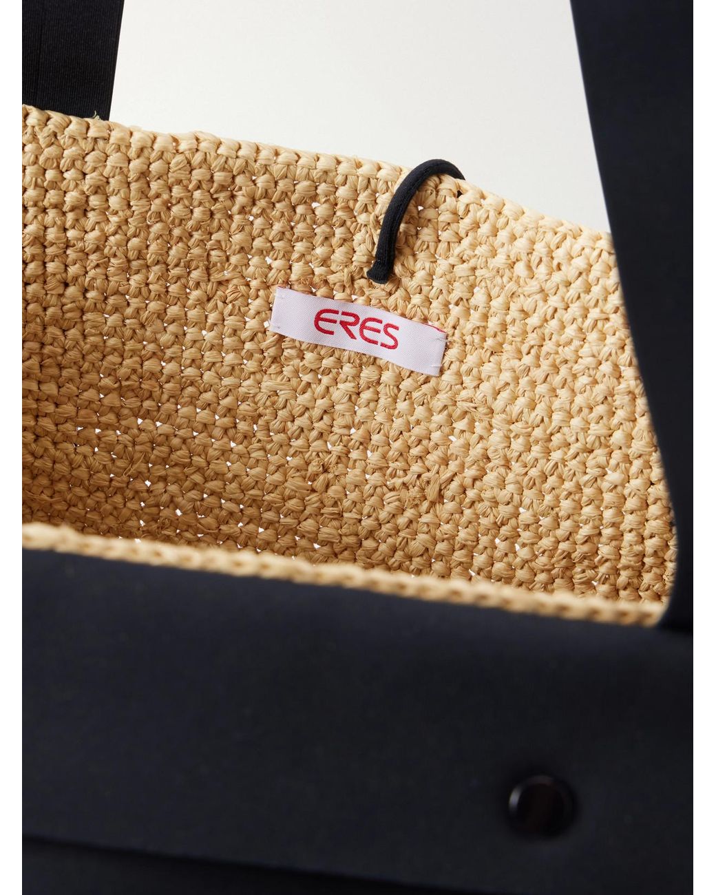 Eres Black Faux Raffia Tote Bag