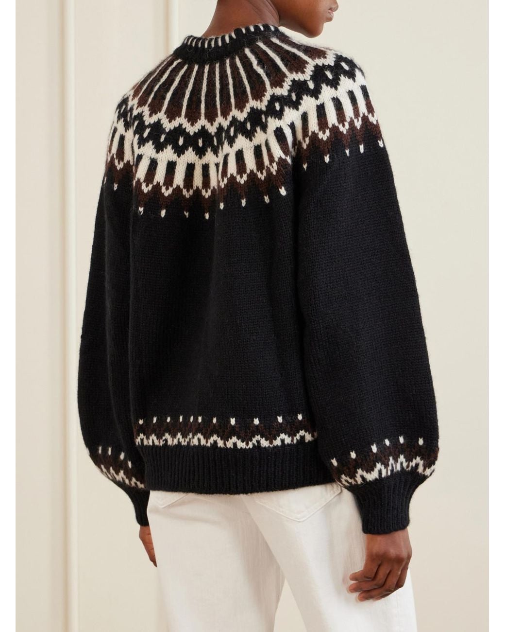 Doen Black Field Fair Isle Wool-Blend Sweater
