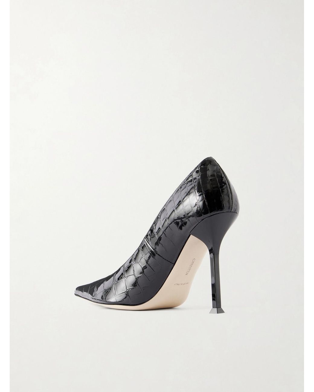 Christen Black Helix 95 Croc-Effect Patent Leather Pumps