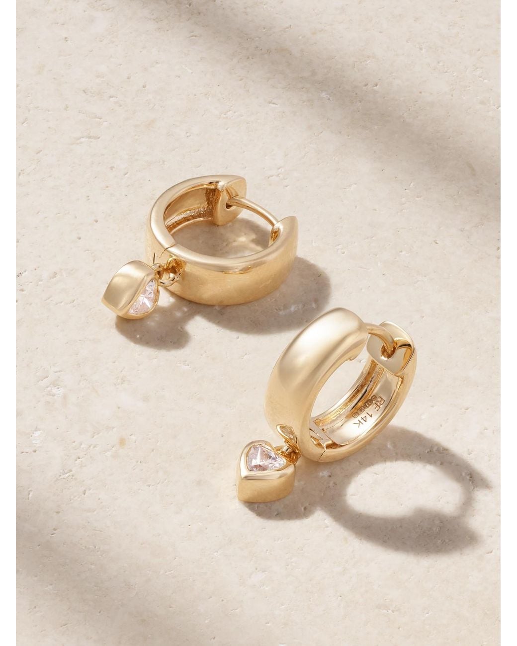 Roxanne First Natural Everyday Drop 14-Karat Diamond Hoop Earrings
