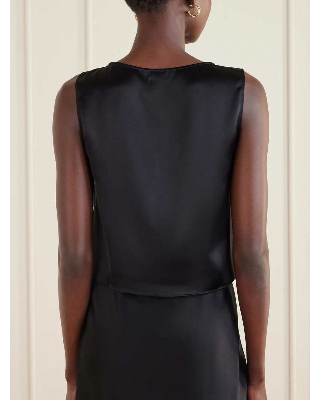 Leset Black Barb Satin Tank Top