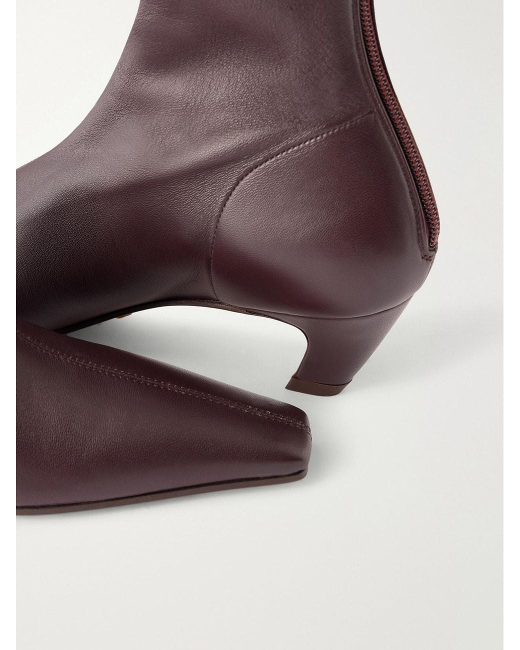 Khaite Brown Leather Ankle Boots