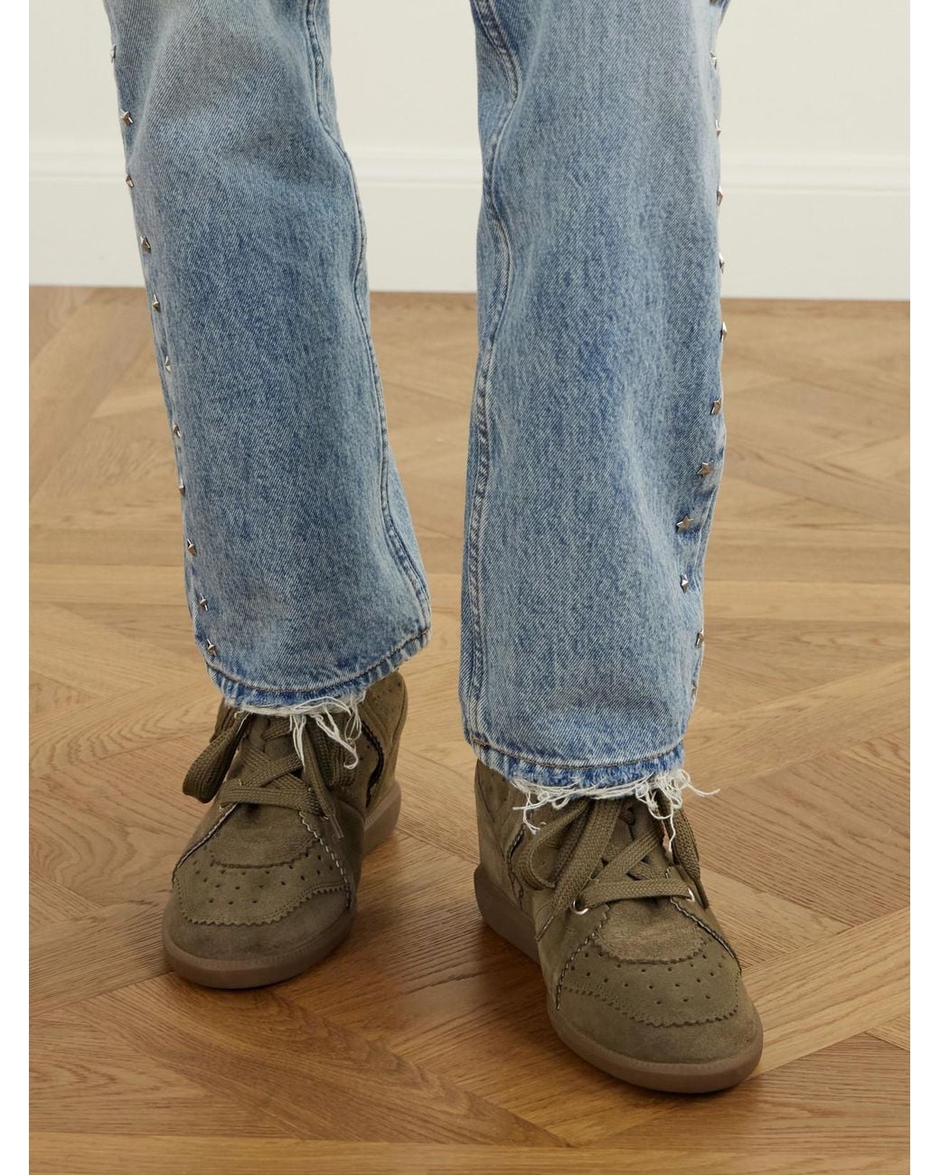 Isabel Marant Green Bobby Suede Wedge Sneakers