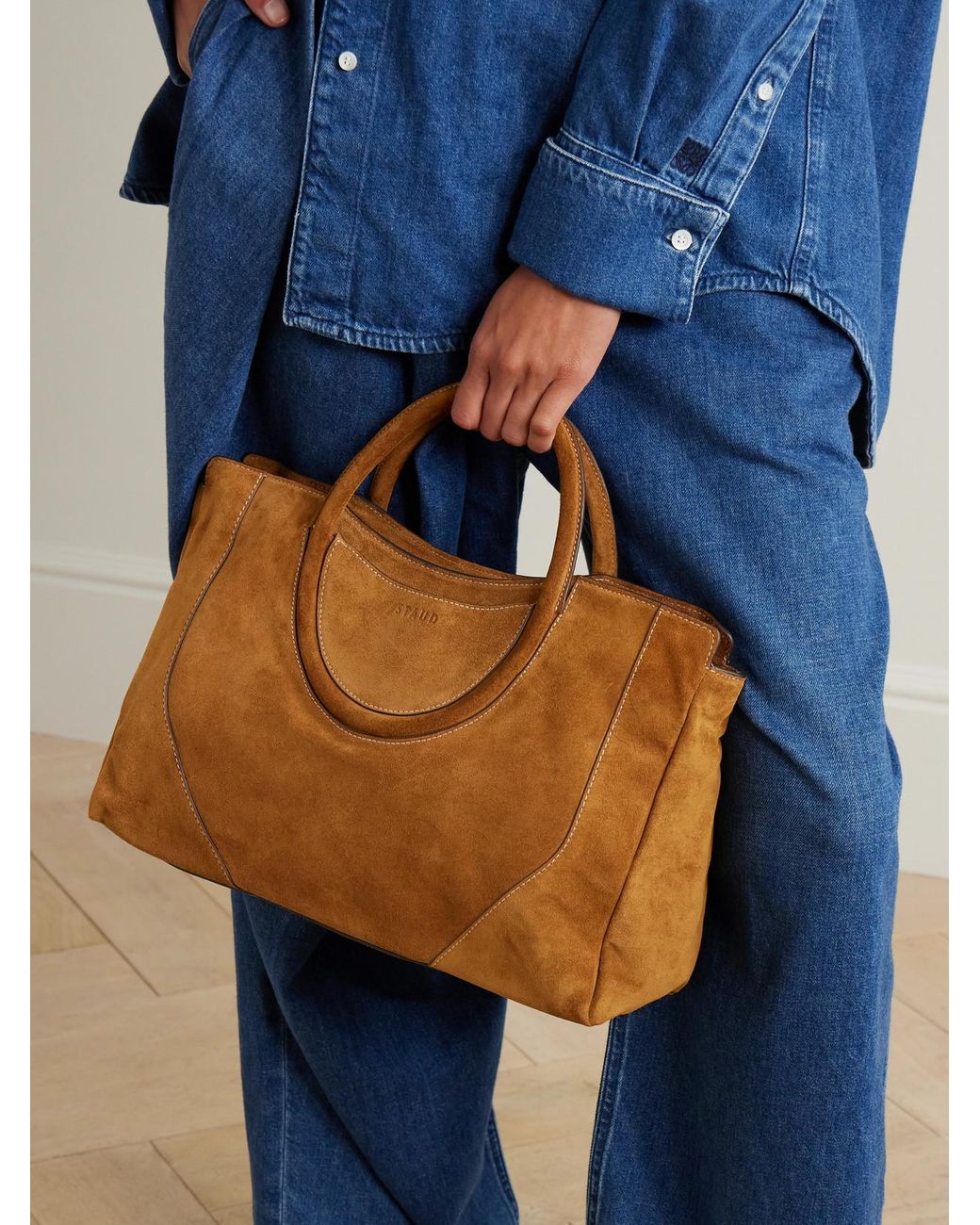 Staud Brown Maude Suede Tote