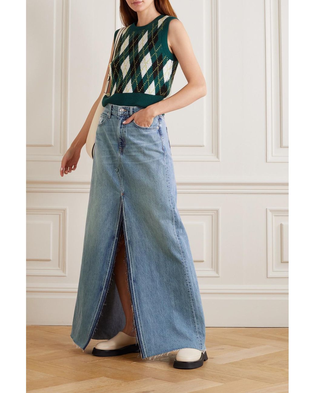 distressed maxi skirt