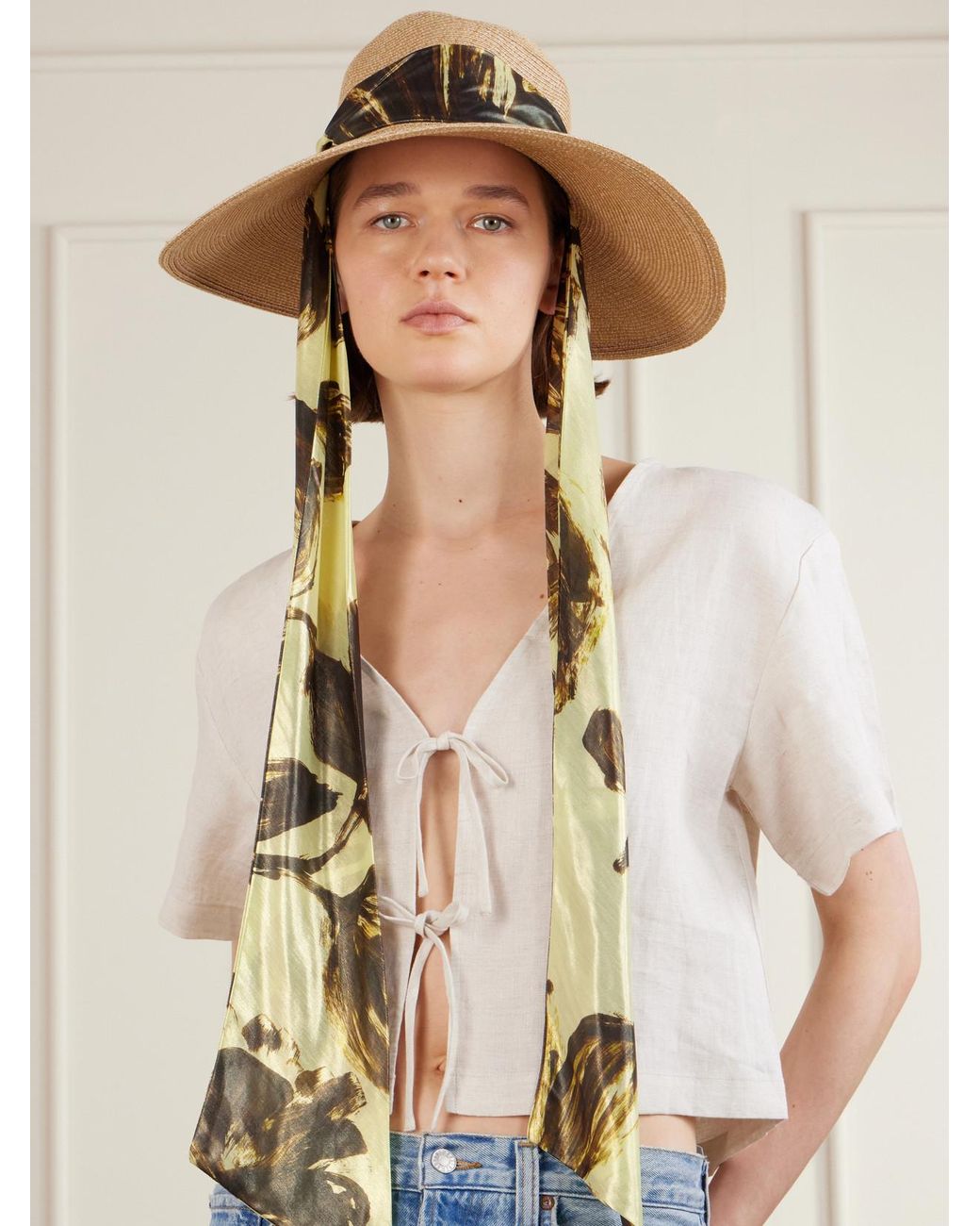 Eugenia Kim Natural Cassidy Satin-Trimmed Straw Hat