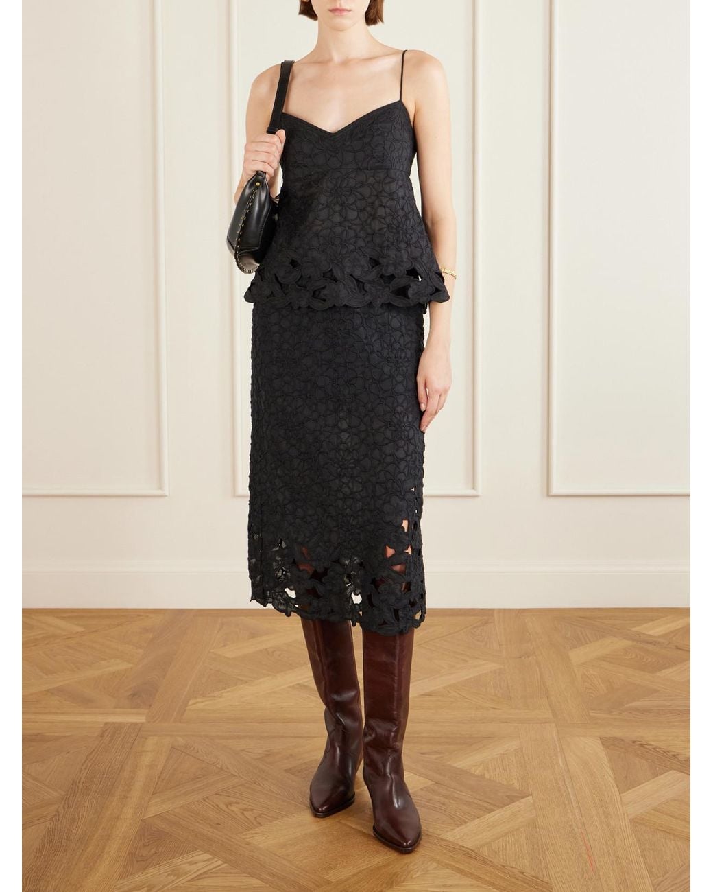 Isabel Marant Black Romeka Embroidered Ramie Tank