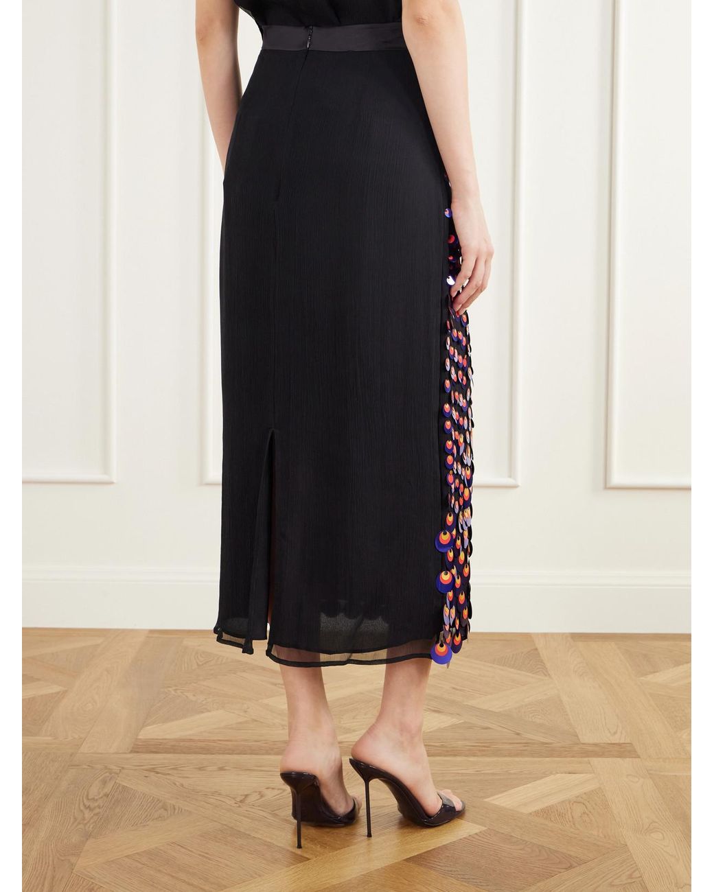 Christopher John Rogers Multicolor Sequin-Embellished Silk-Crepon Midi Skirt