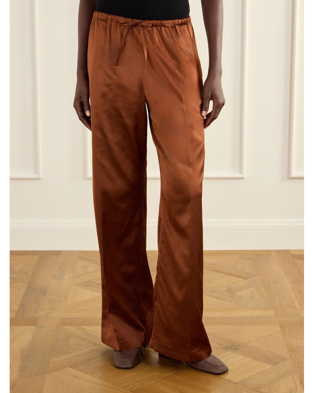 Dries Van Noten Brown Puvis Wide-Leg Satin Pants