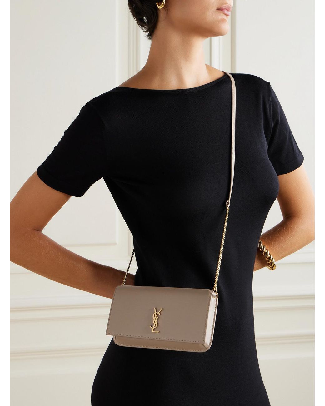 Saint Laurent White Cassandre Strap Leather Phone Case