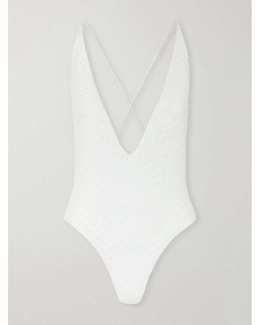 Missoni White Mare Striped Crochet-Knit Swimsuit
