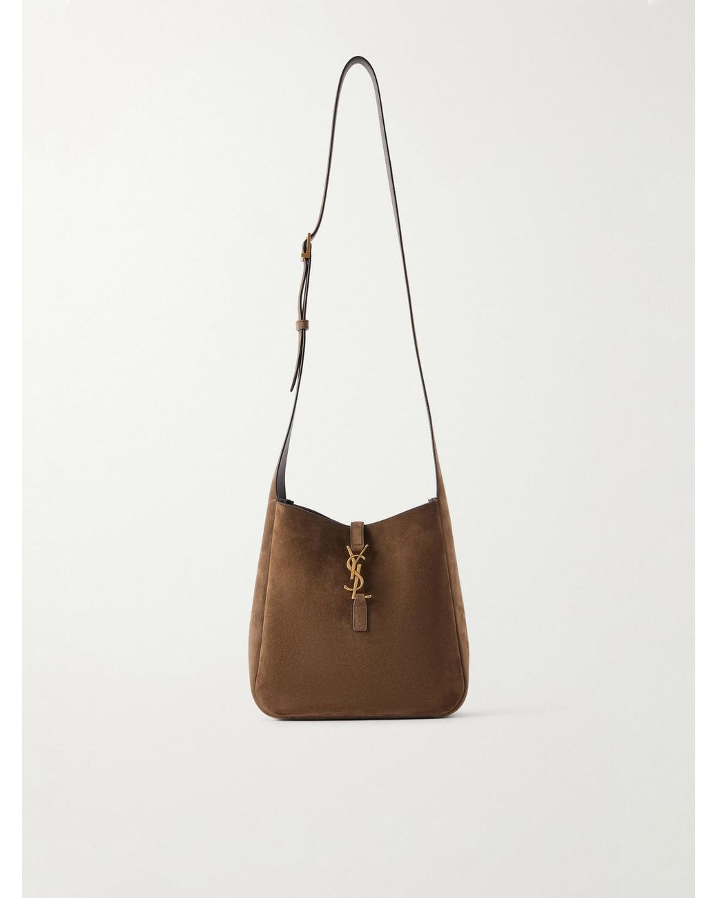 Saint Laurent White Le 5 À 7 Suede Shoulder Bag