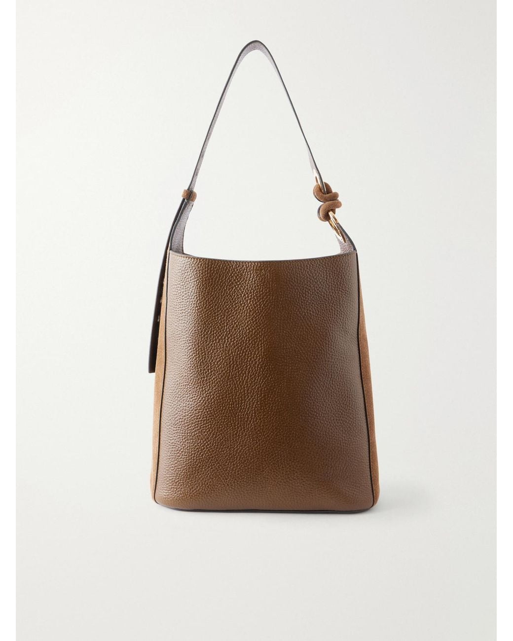 Anya Hindmarch Brown Ringo Suede-Trimmed Textured-Leather Tote