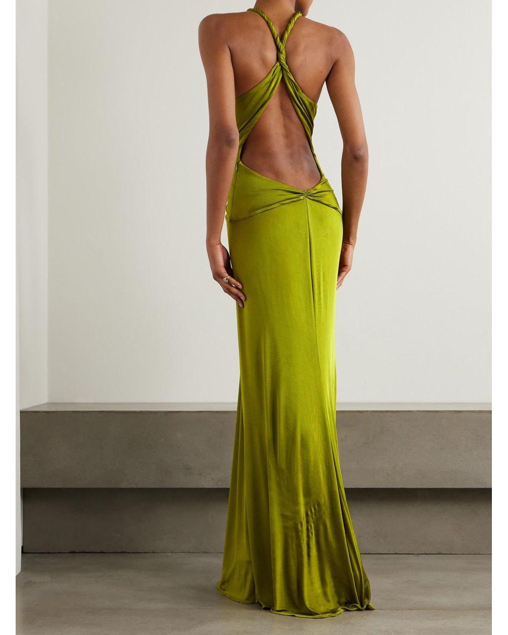 strapless open back dress Kaelin Black Halterneck Cut Out Maxi Dress