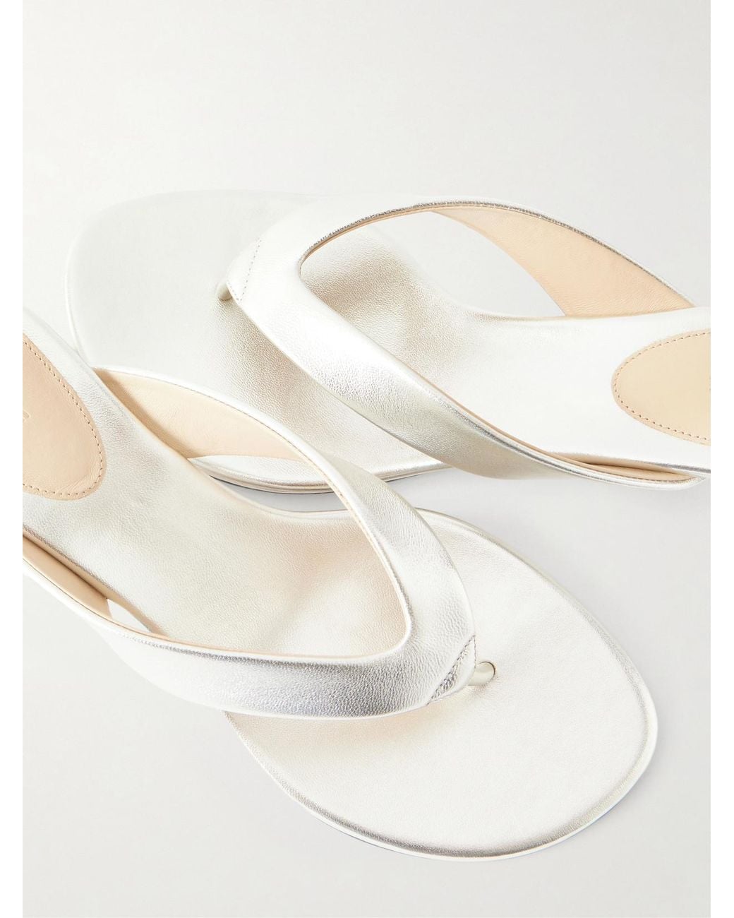 Le Monde Beryl Natural 40 Metallic Leather Wedge Sandals