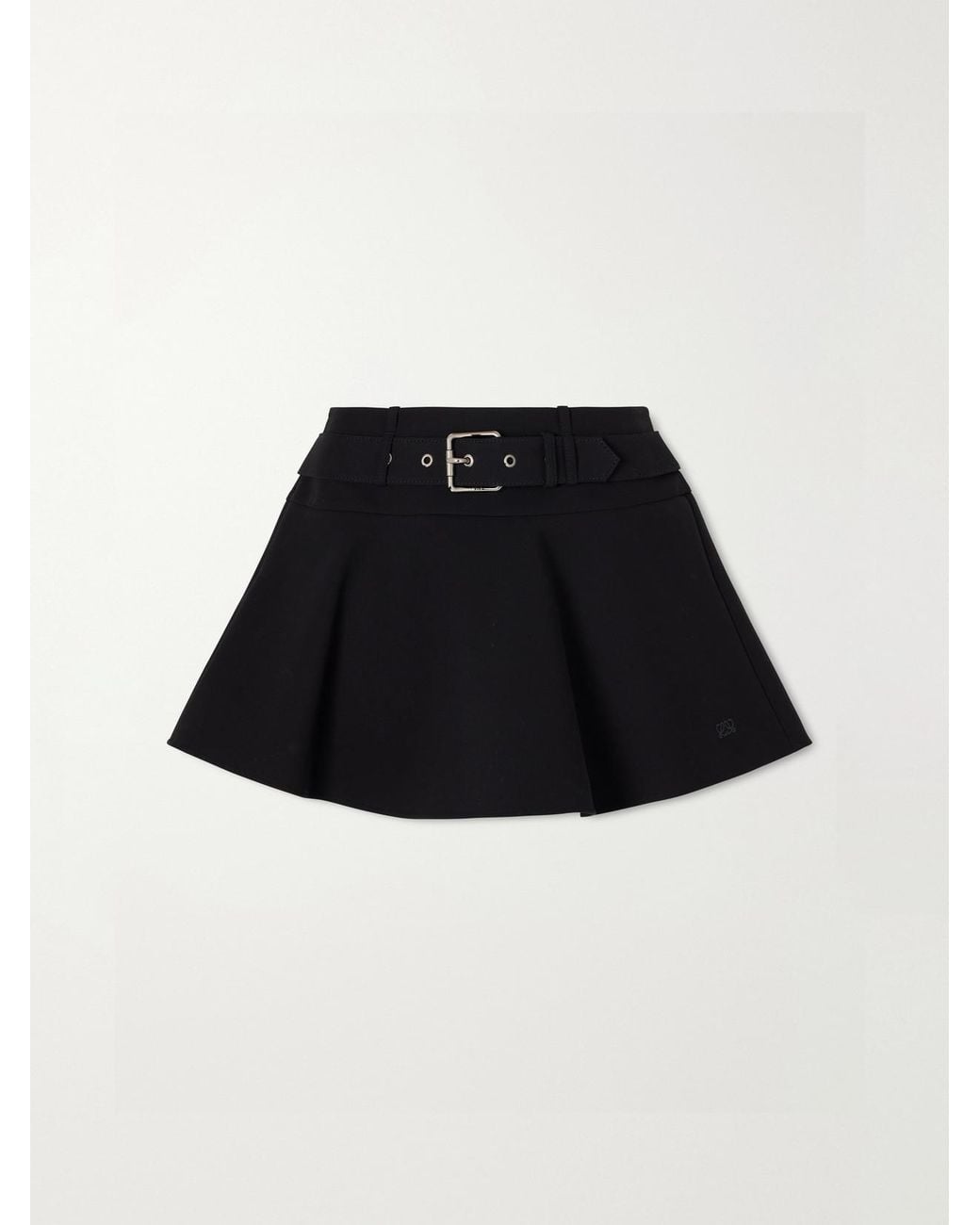 Loewe Black Anagram-Embroidered Pleated Cotton Mini Skirt