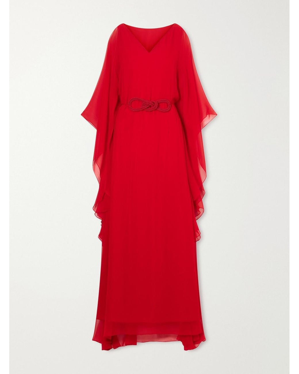 ANDRES OTALORA Red Gesto Continuo Silk-Chiffon Maxi Dress