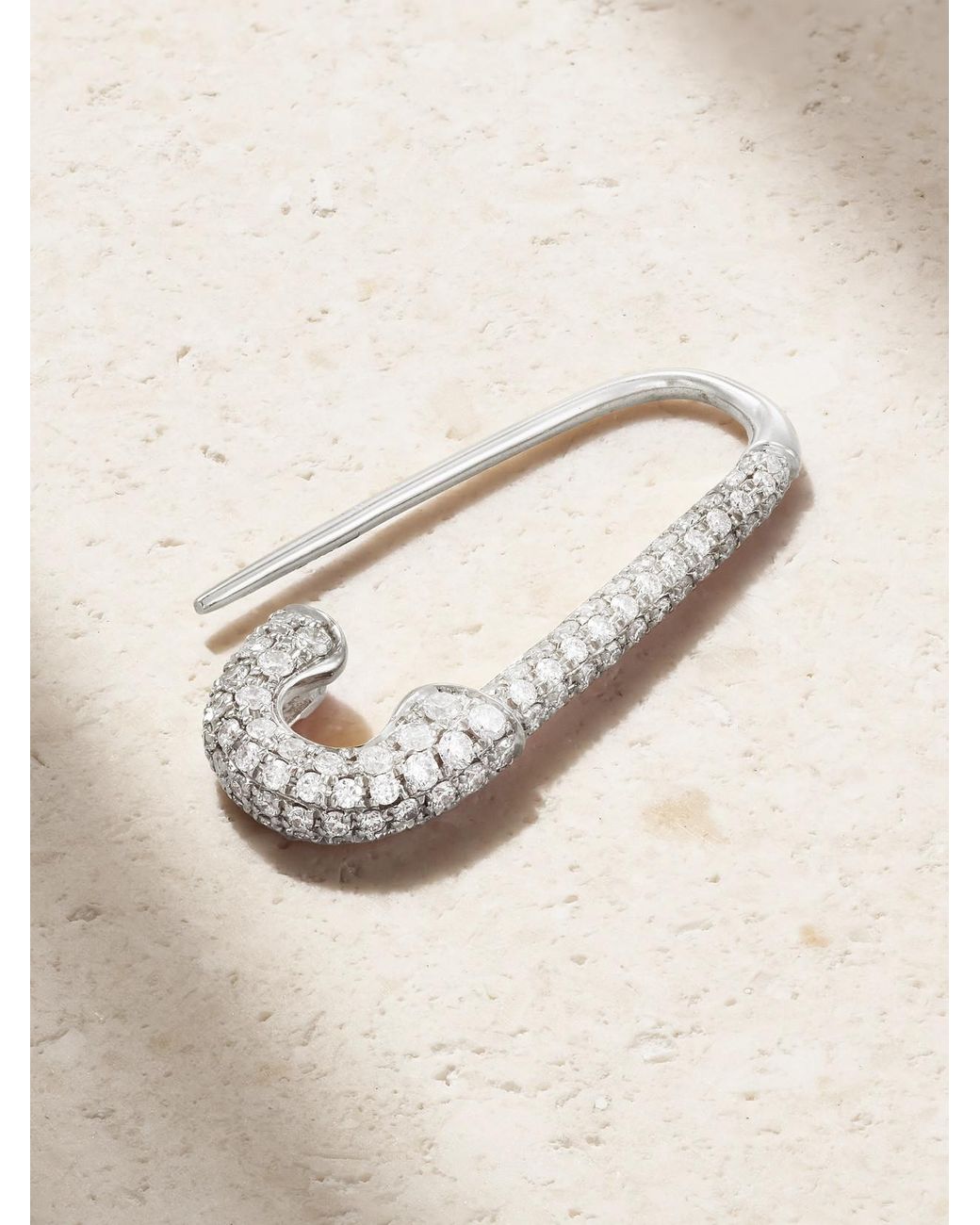 Anita Ko Natural Safety Pin 18-Karat Diamond Single Earring