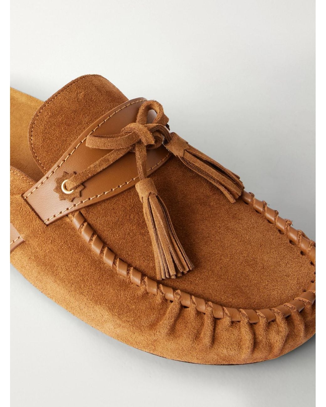 Isabel Marant Brown Malvin Tasseled Leather-Trimmed Suede Mules