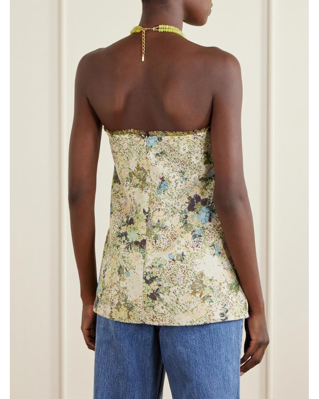 ALÉMAIS Natural Whitney Strapless Floral-Jacquard Bustier Top
