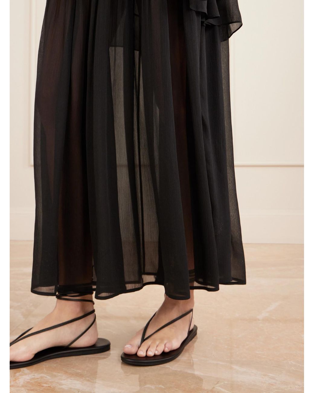Eres Black Midnight Shirred Muslin Maxi Skirt