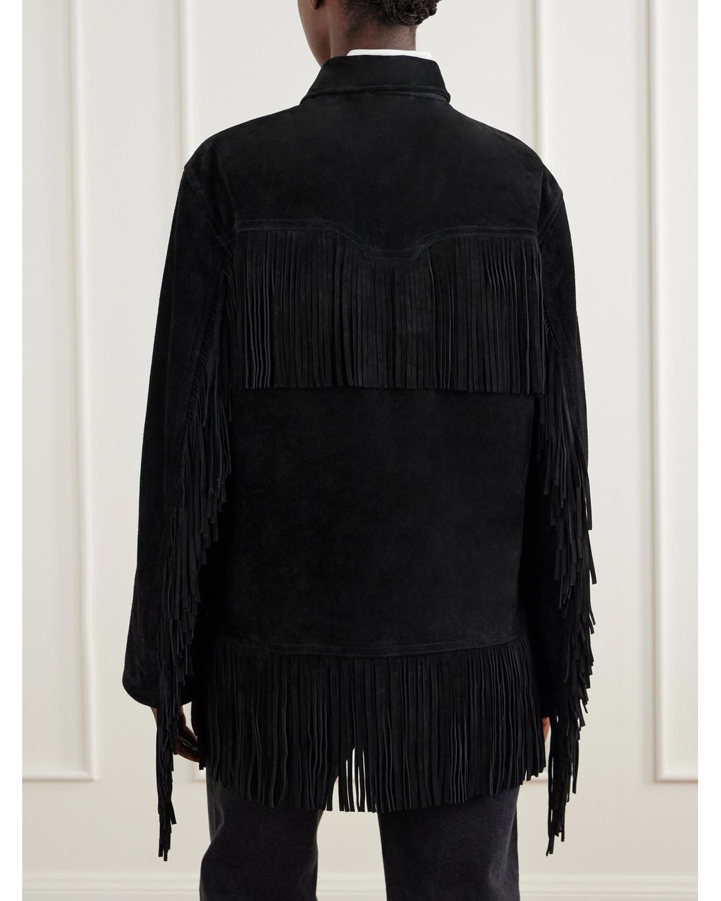 Bode Black Appalachian Fringed Suede Jacket