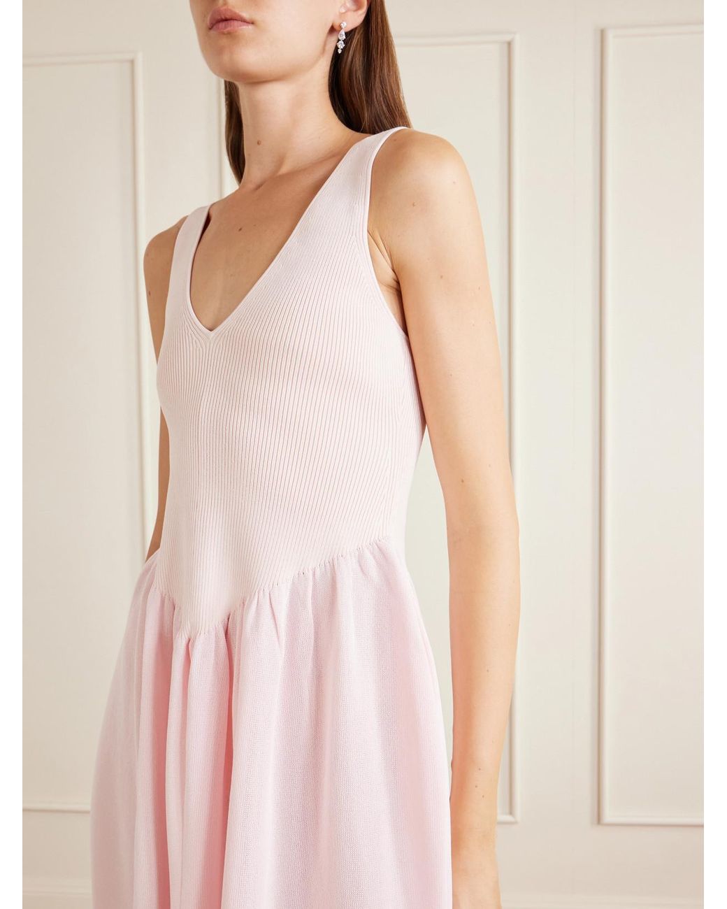 Altuzarra Pink Lollie Ribbed And Woven Midi Dress