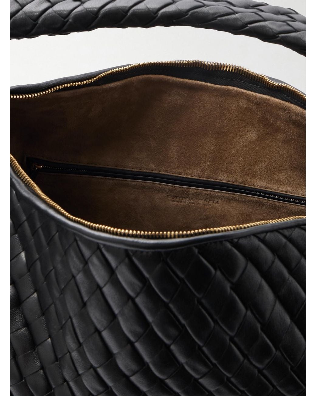 Bottega Veneta Black Venta Large Intrecciato Leather Shoulder Bag