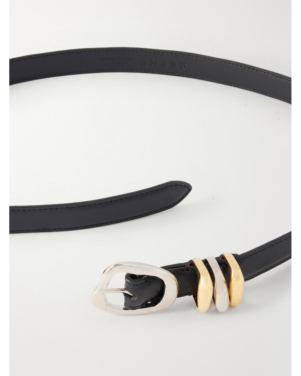 Amanu White Tugela Croc-Effect Leather Belt