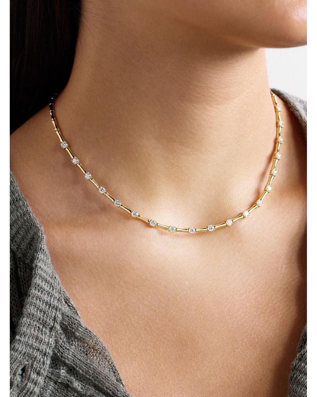Anita Ko Natural Bamboo 18-Karat Diamond Choker