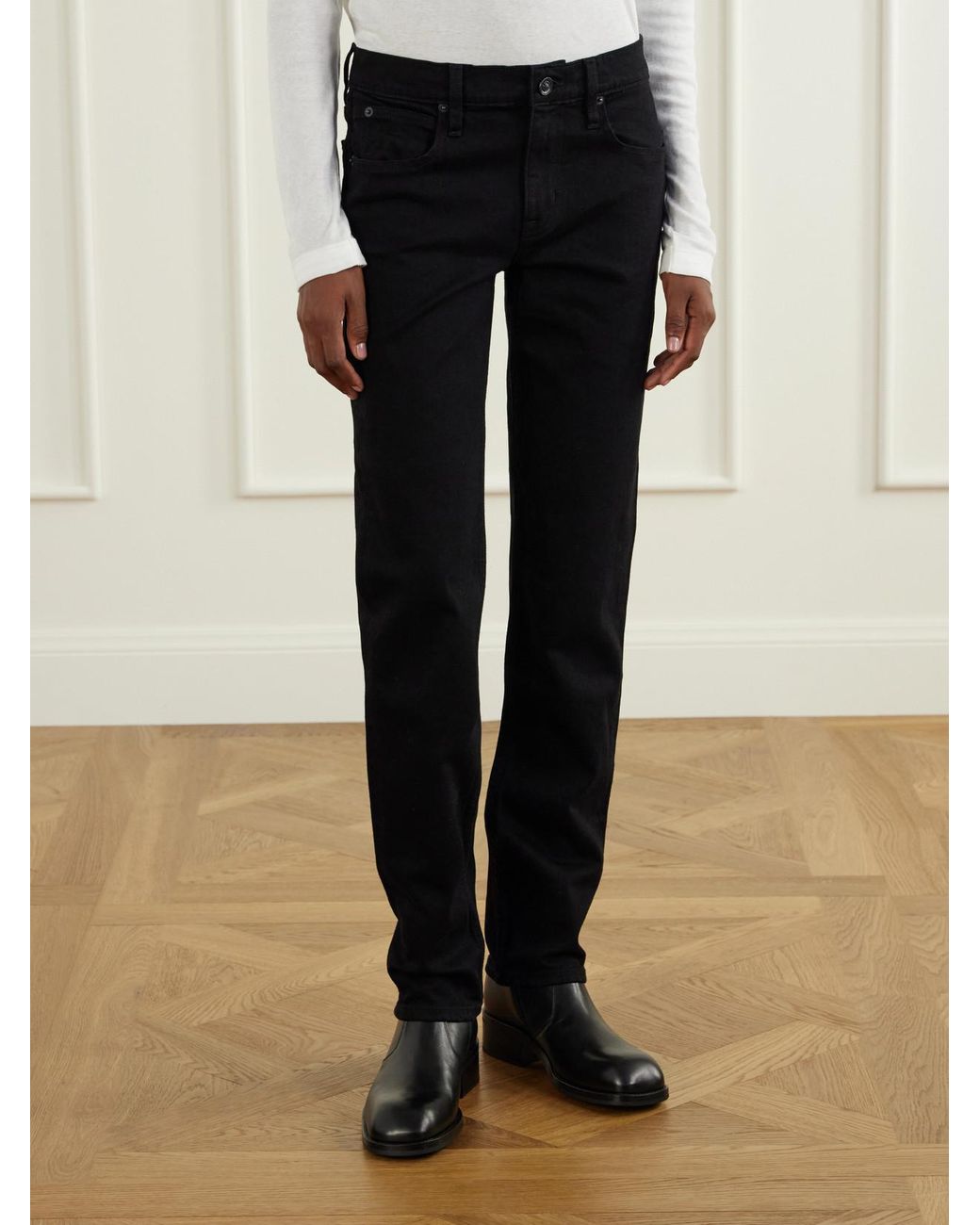 SLVRLAKE Denim Blue Naomi Slim Low-Rise Tapered Jeans