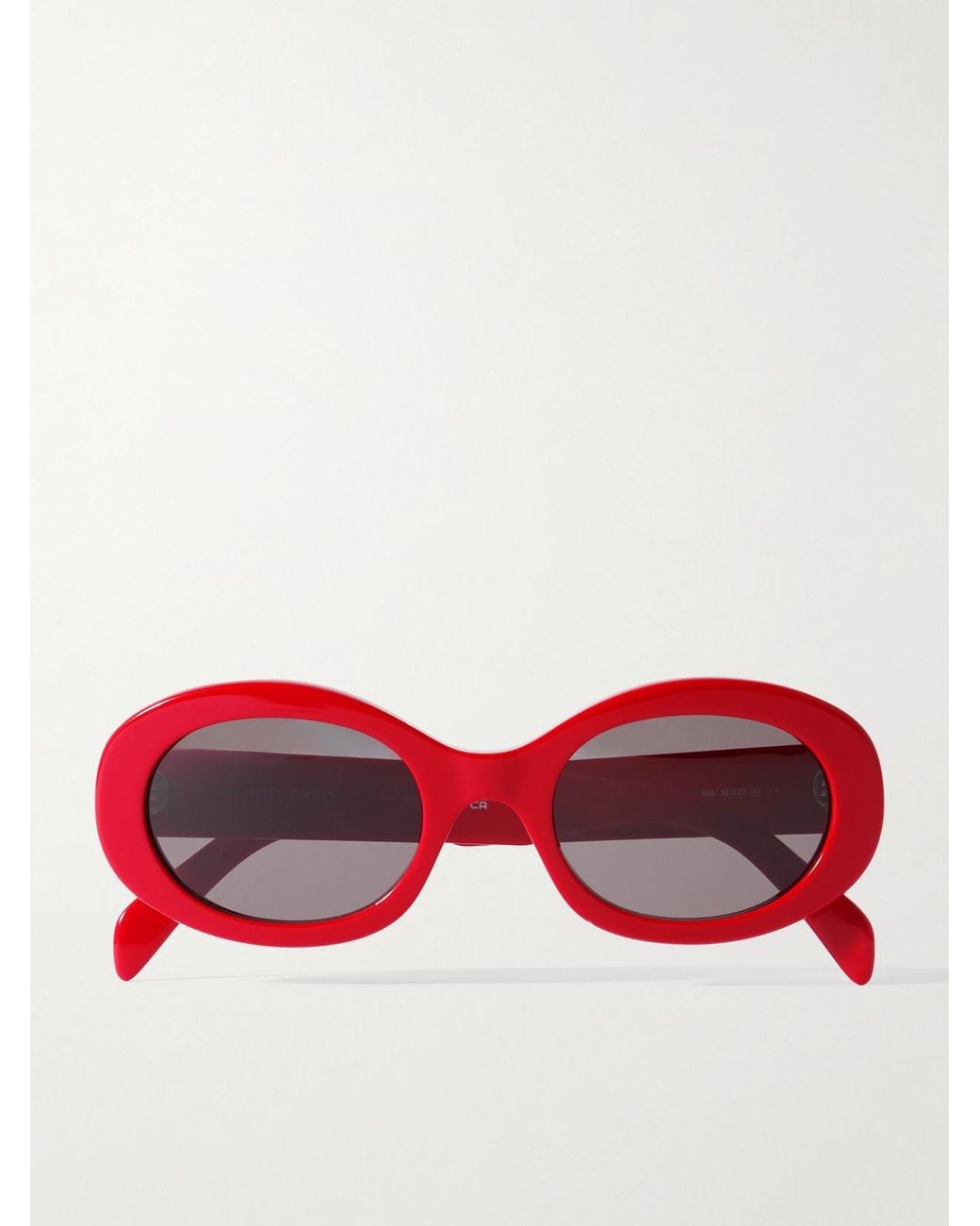 Céline Red Triomphe Oval-Frame Acetate Sunglasses