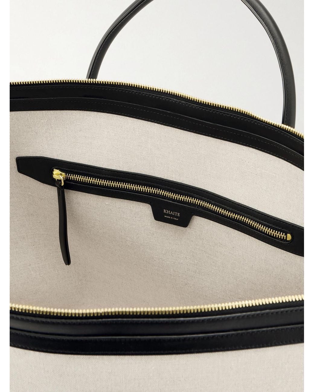 Khaite Natural Kasia Medium Leather-Trimmed Canvas Tote
