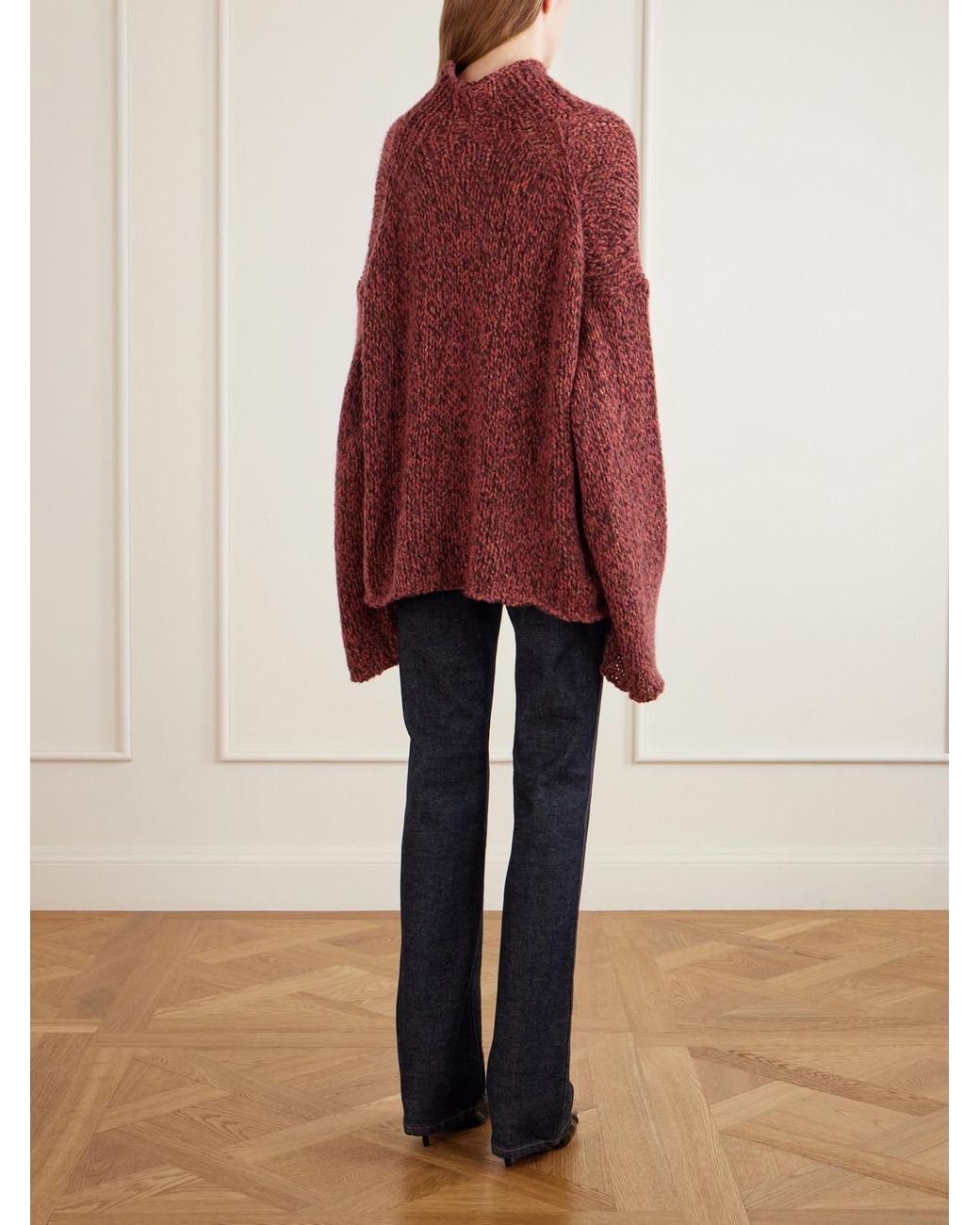Khaite Red Seth Cashmere And Silk-Blend Mélange Turtleneck Sweater