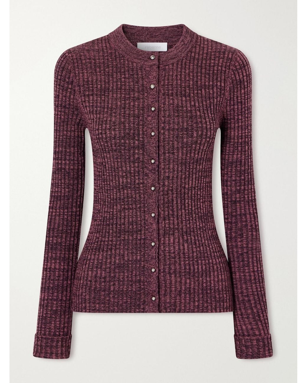Rabanne Purple Ribbed Wool And Silk-Blend Cardigan