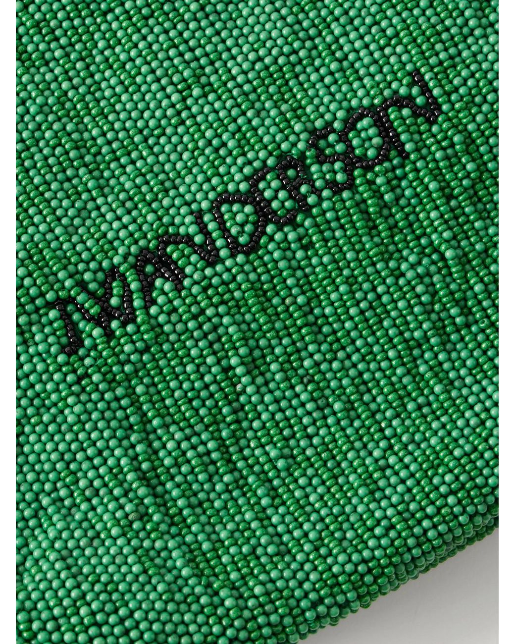 J.W. Anderson Green Bead-Embellished Leather-Trimmed Canvas Tote
