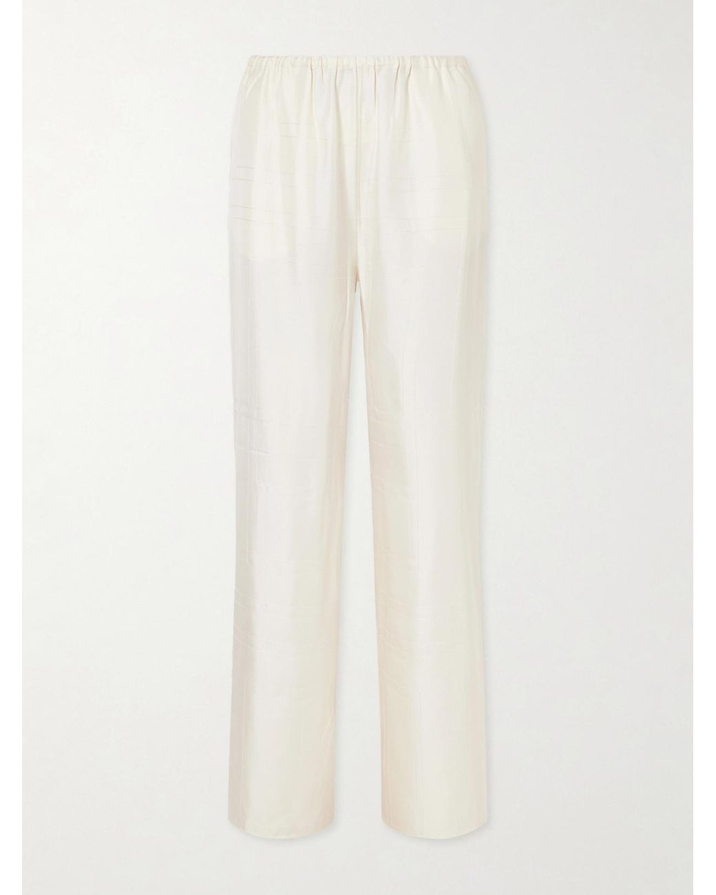 Totême White Monogram Silk Wide-Leg Pyjama Pants
